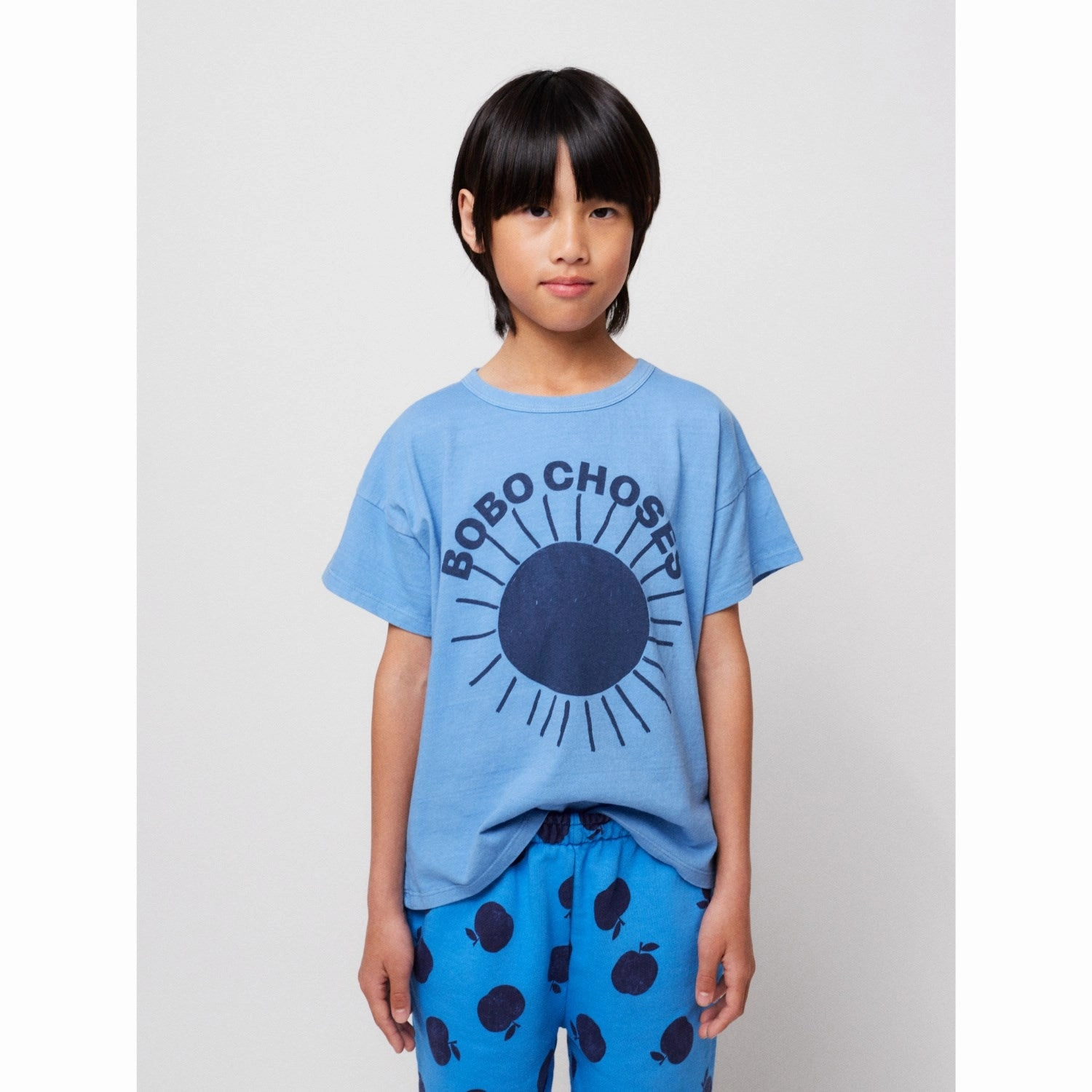 Bobo Choses Light Blue Sun Turquoise T-Shirt Anti microbial coating