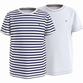 Fit for Any Season Casual Comfort Layer Tommy Hilfiger T-shirt Print 2-pack Desert Sky Breton/White