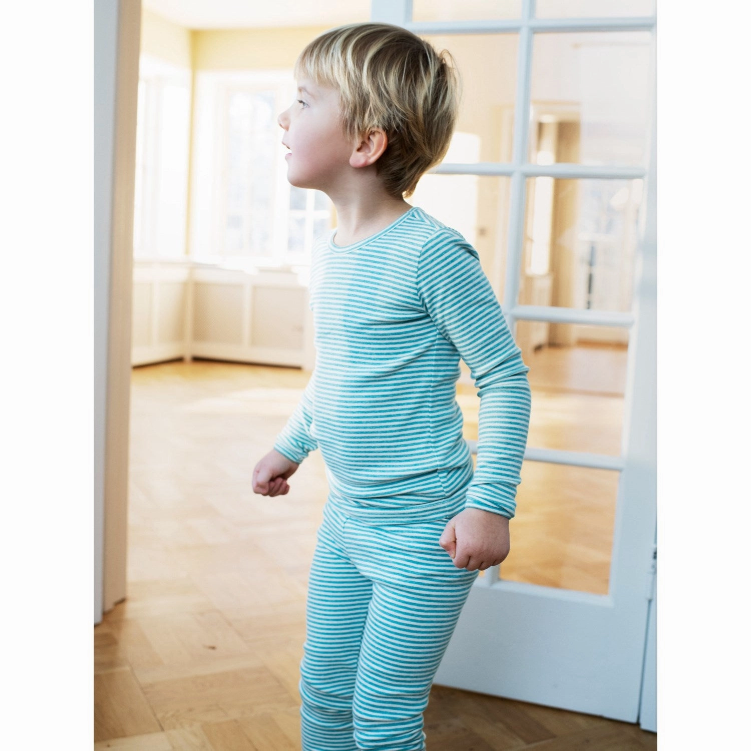 Serendipity Nile/Offwhite Slim Blouse Stripe Trendsetting Design Easy Styling