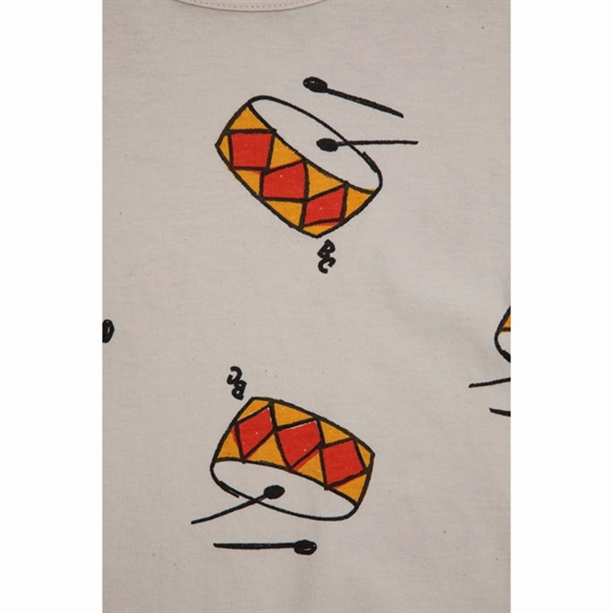 Bobo Choses Play The Drum All Over T-Shirt Beige Minimalist Look proper length