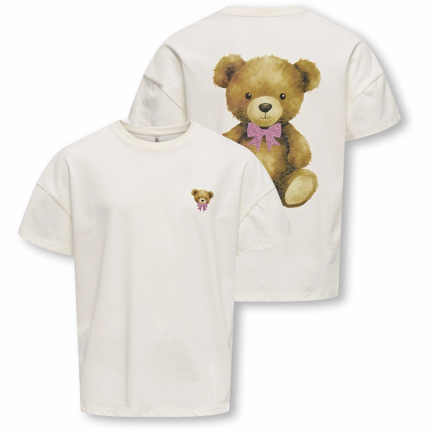 Wrinkle Resistant Cloth futuristic kids ONLY Cloud Dancer Teddy Pink Glitter Rosita Oversize T-Shirt