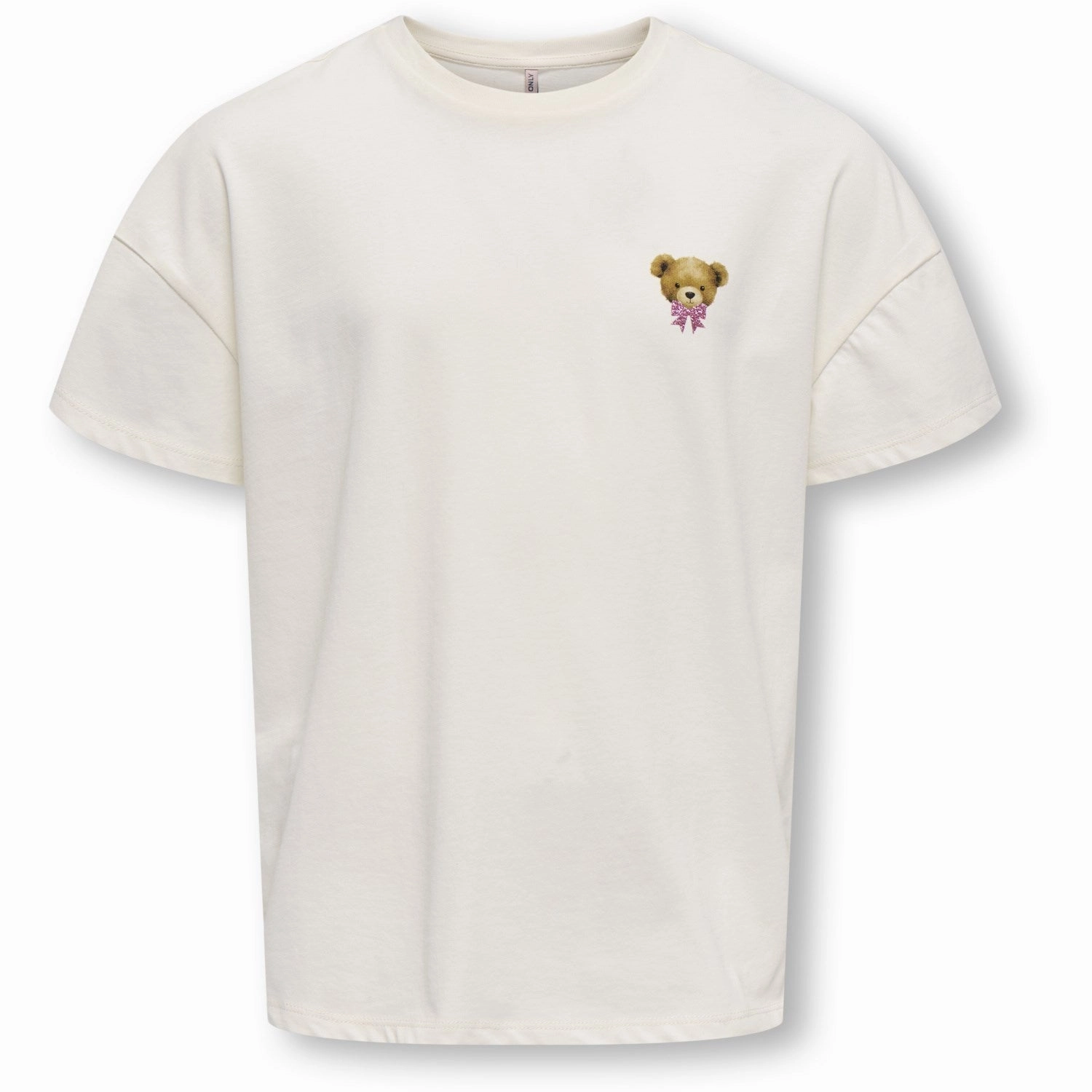 Trendy Comfort Wear kids ONLY Cloud Dancer Teddy Pink Glitter Rosita Oversize T-Shirt