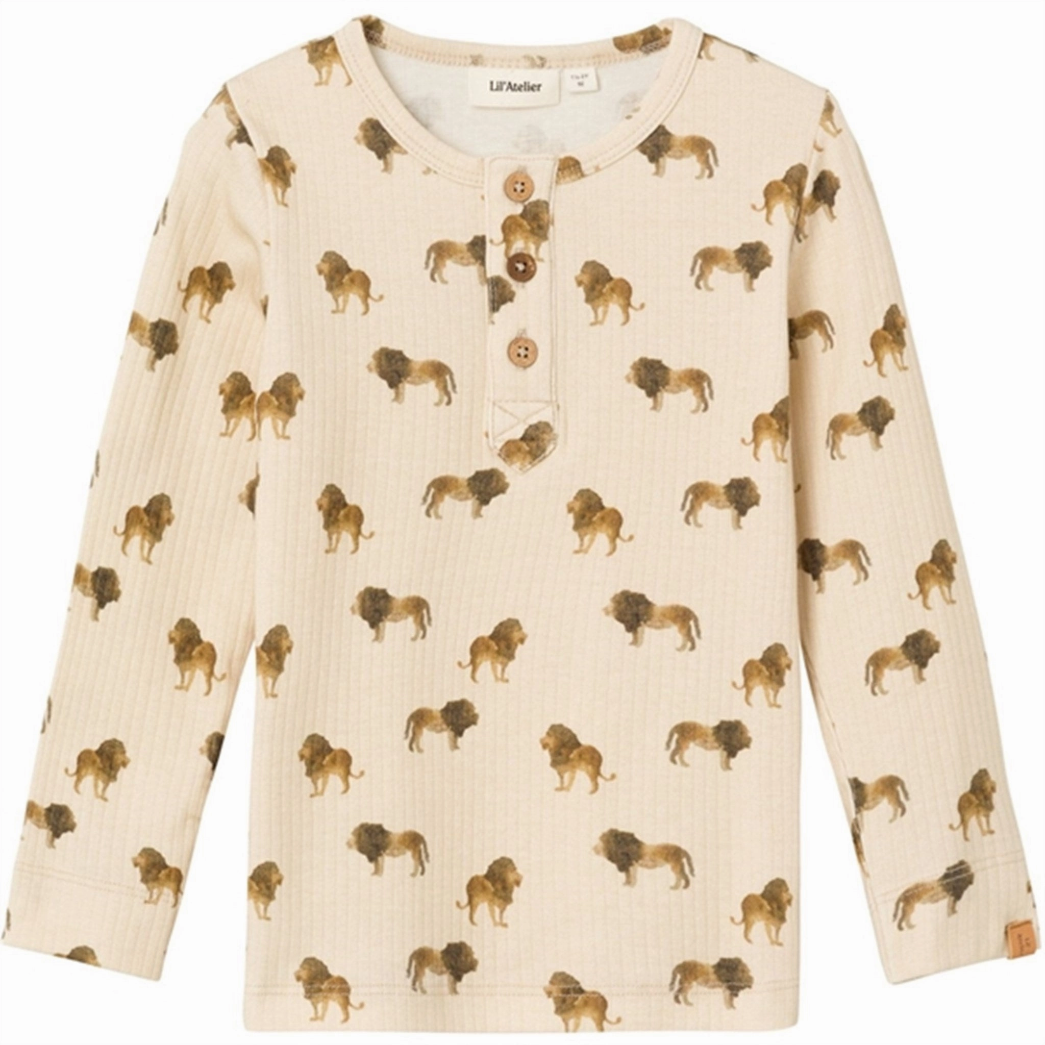 Lightweight Construction Neutral Colors Lil'Atelier Fog Lion Geo Slim Blouse