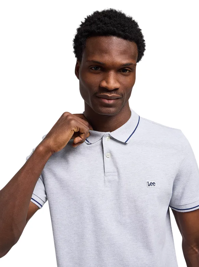 Lightweight Knit Material Lee polo manica corta da uomo in cotone pique L61ARL03 grigio