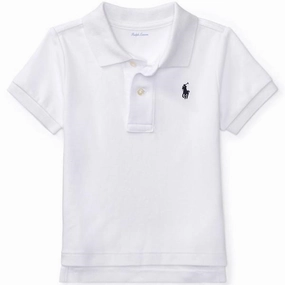Ralph Lauren Baby Boy Polo T-Shirt White Barrel Cuff Design Tagless Design