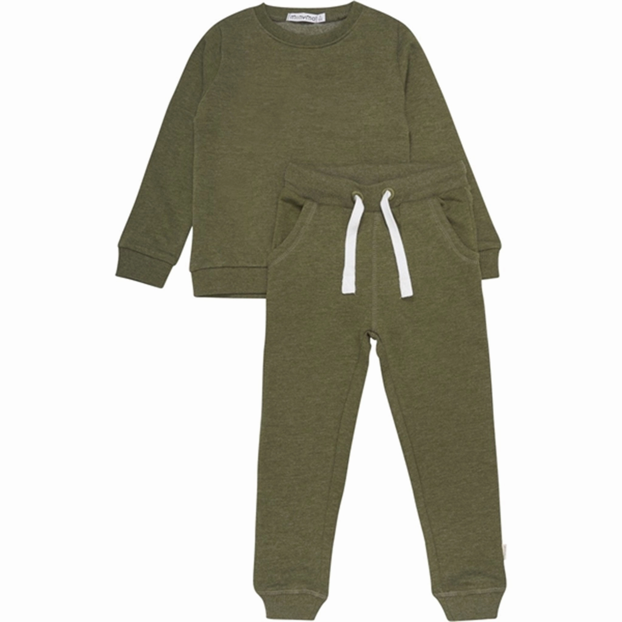 Flexible Gusset Minymo Dark Olive Sweat Set 2-pack NOOS
