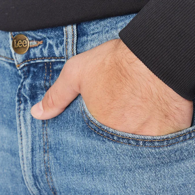 ReflectiveAccentDetails Lee pantalone jeans da uomo Rider 112342298 blu medio