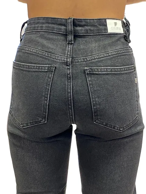 Travel Ready Fit Griffai Pantalone Jeans da donna Mom Sfrangiato DGF2012 black