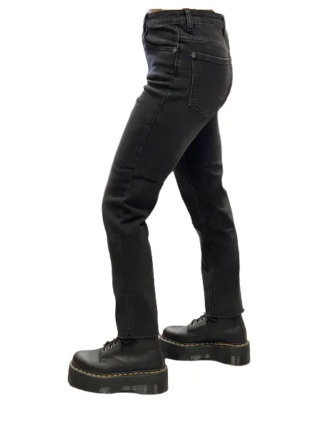 Griffai Pantalone Jeans da donna Mom Sfrangiato DGF2012 black Soft Interior