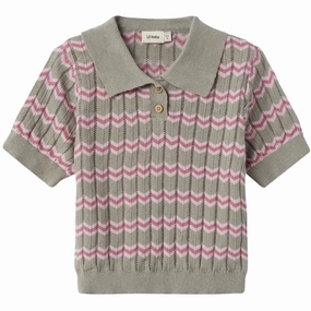 Bound Seam Finish Lil'Atelier Dried Sage Danita Knit Polo