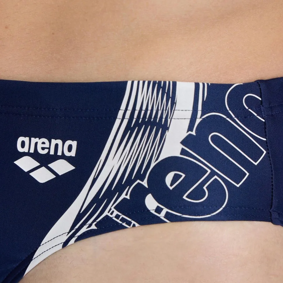 Arena Costume slip da uomo da piscina Briefs Graphic 005536 710 blu-bianco Quick Release Closure