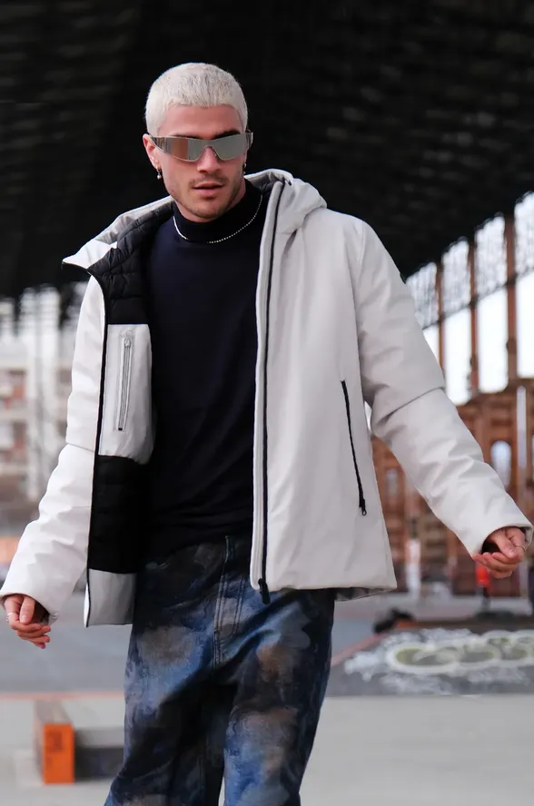 Censured parka corto da uomo  con cappuccio JM4087TNEP3 58 ghiaccio System tall size