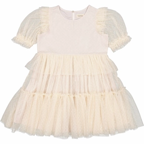 Glam Touch MarMar Tulle Dotty Vanilla Doth Dress