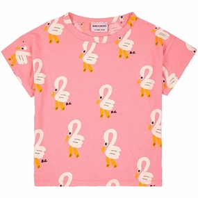 Bobo Choses Pink Pelican All Over T-Shirt Recycled Polyester Blend