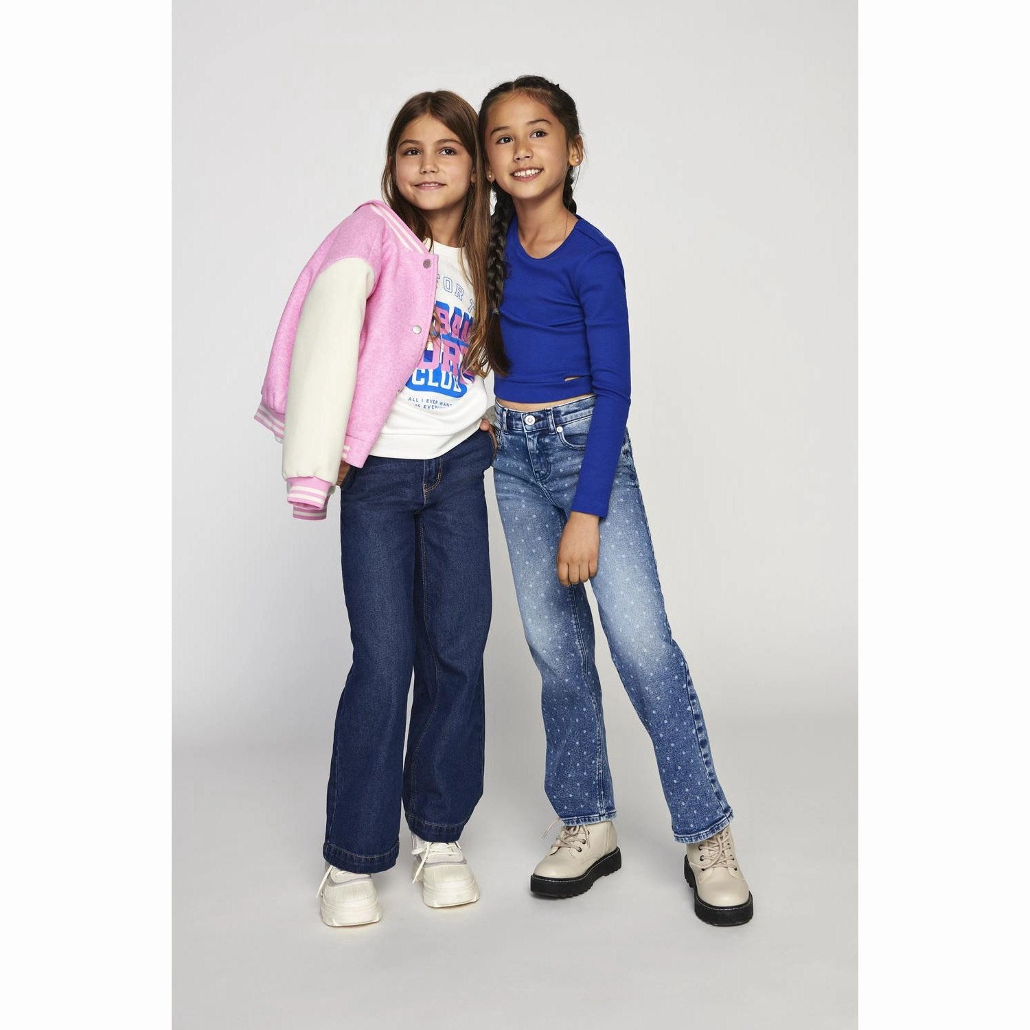 kids ONLY Medium Blue Denim Dot Juicy Life Dot Print Wide Denim Jeans Eco Friendly Denim