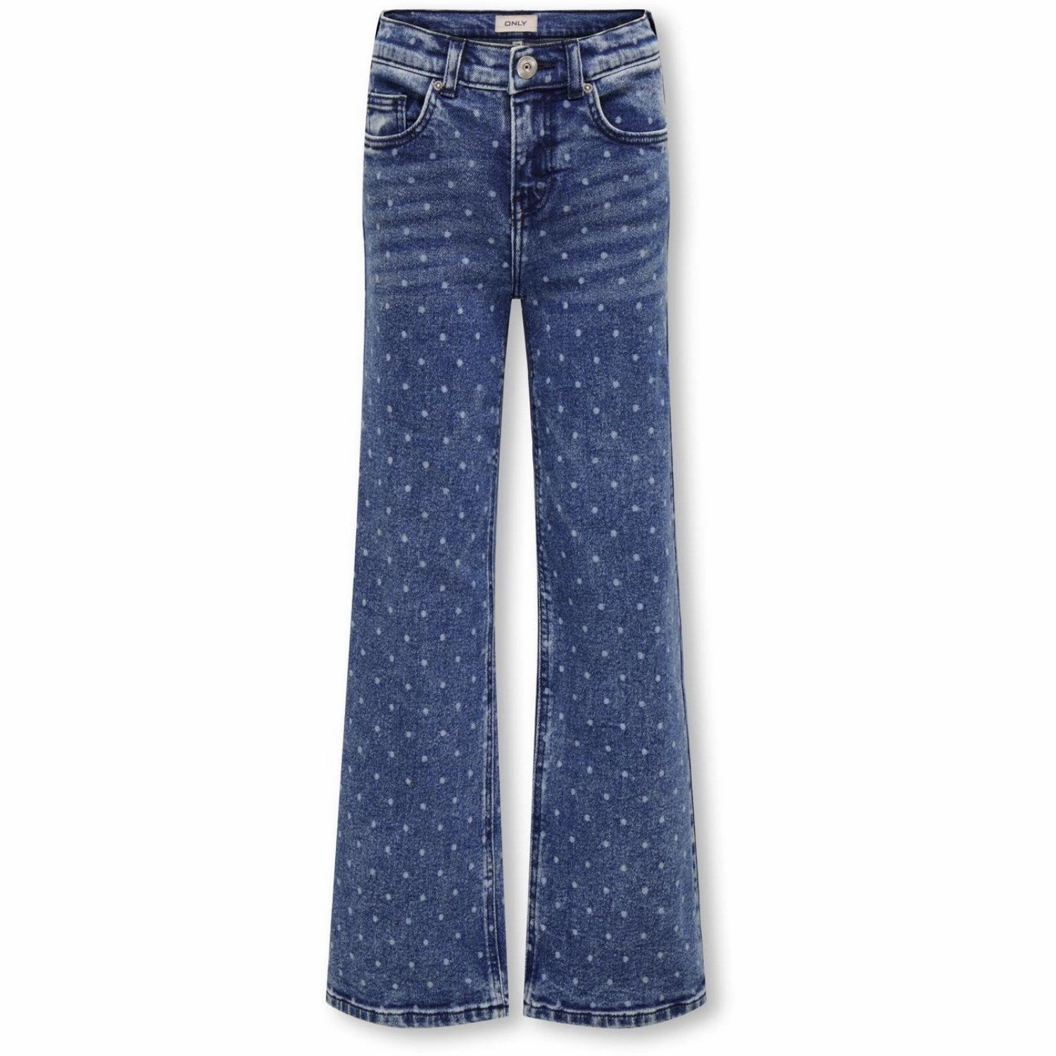 kids ONLY Medium Blue Denim Dot Juicy Life Dot Print Wide Denim Jeans All Fit Design