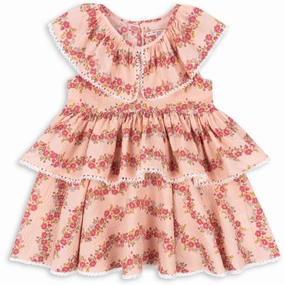 Trendy Layering High Hemline Konges Sl?jd Floria Pink Bella Frill Dress Gots