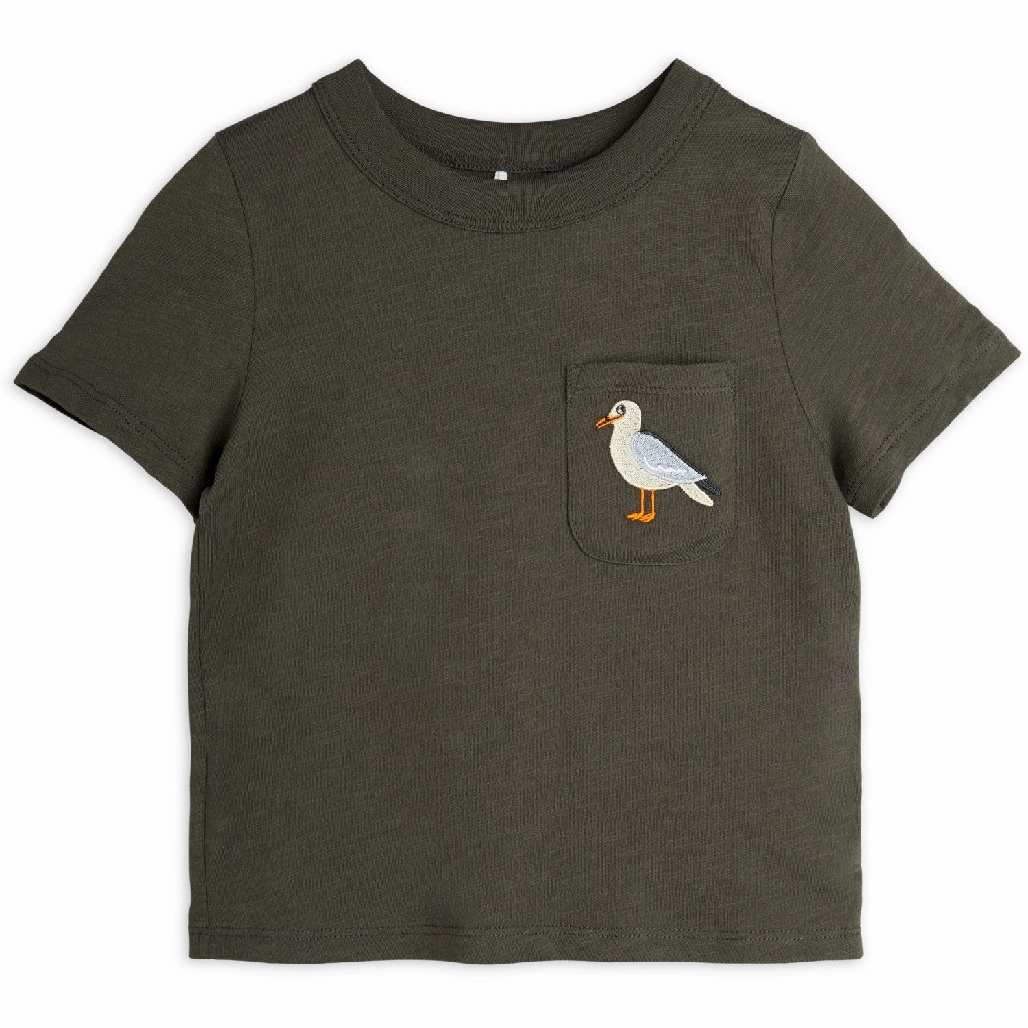 Mini Rodini Black Seagull Embroidery T-Shirt Comfortable Touch Chilly Day Style