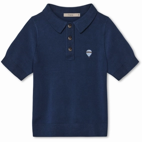 Fliink Insignia Blue Favo Ss Polo Split hem