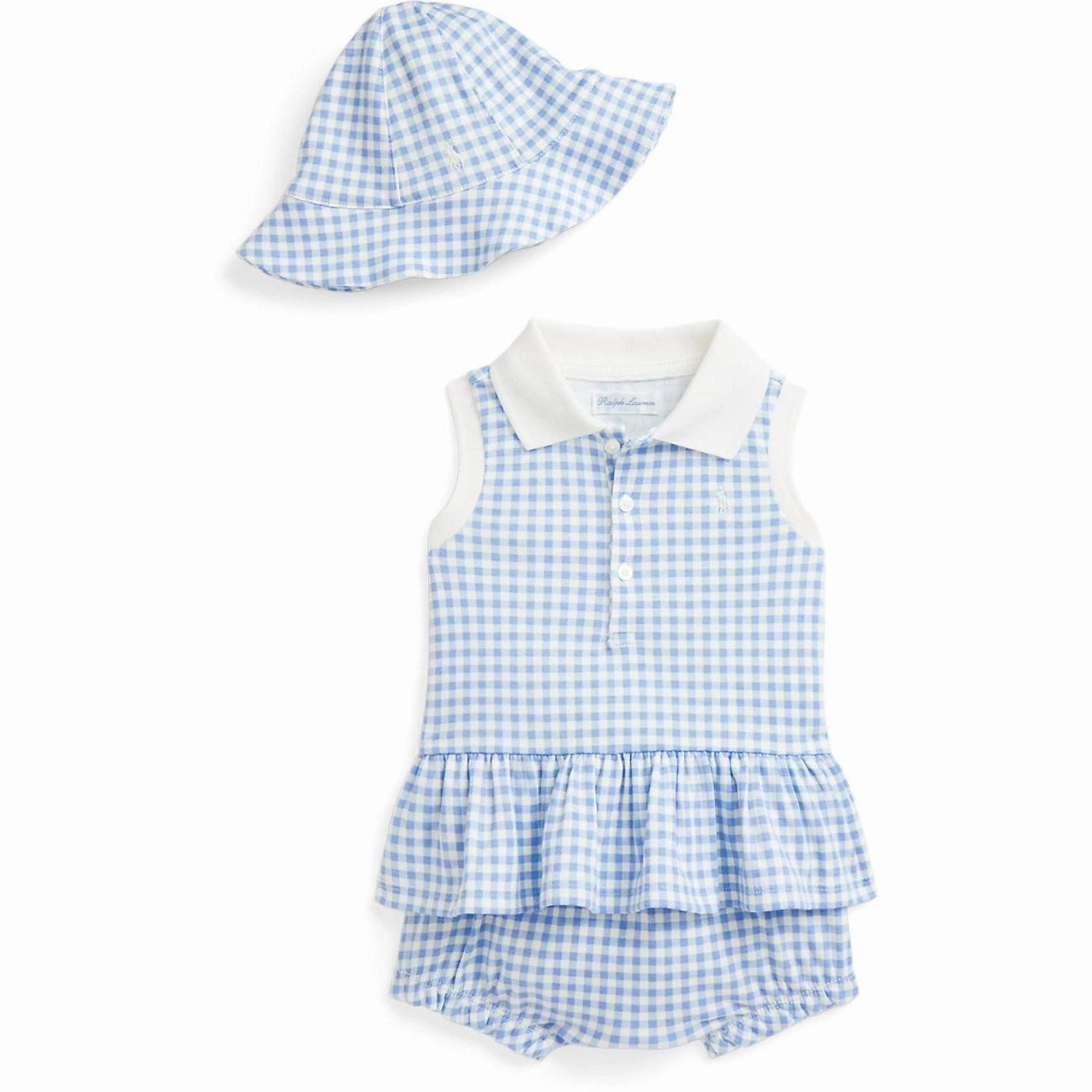 Athletic Cut Outdoor Layer Ralph Lauren Baby Blue Baby Gingham W/ Nevis Shorts Set