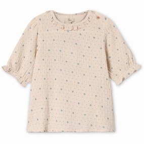 Fliink Sandshell Aop Blooming Ss Blouse Layered Hem Design