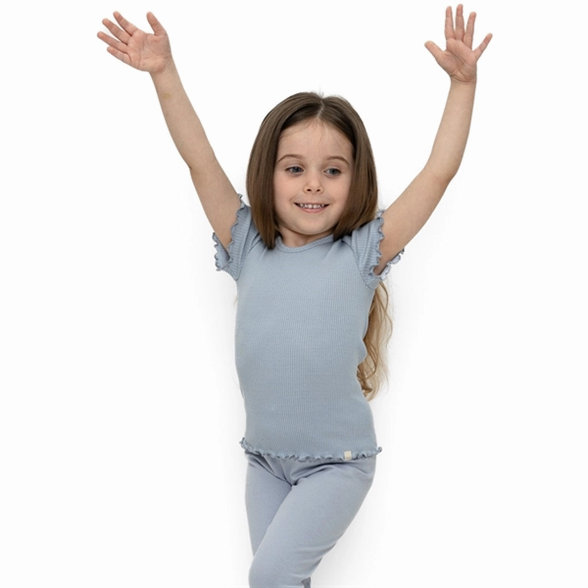 Minimalisma Blomst T-shirt Light Blue Breathable Mesh Panels Active Fashion