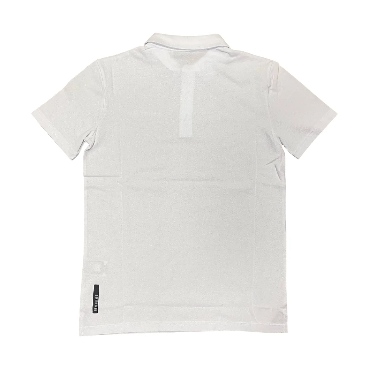 Bikkembergs polo da uomo manica corta BMT0930 1000 bianco DoubleStitched Seams Striped Design