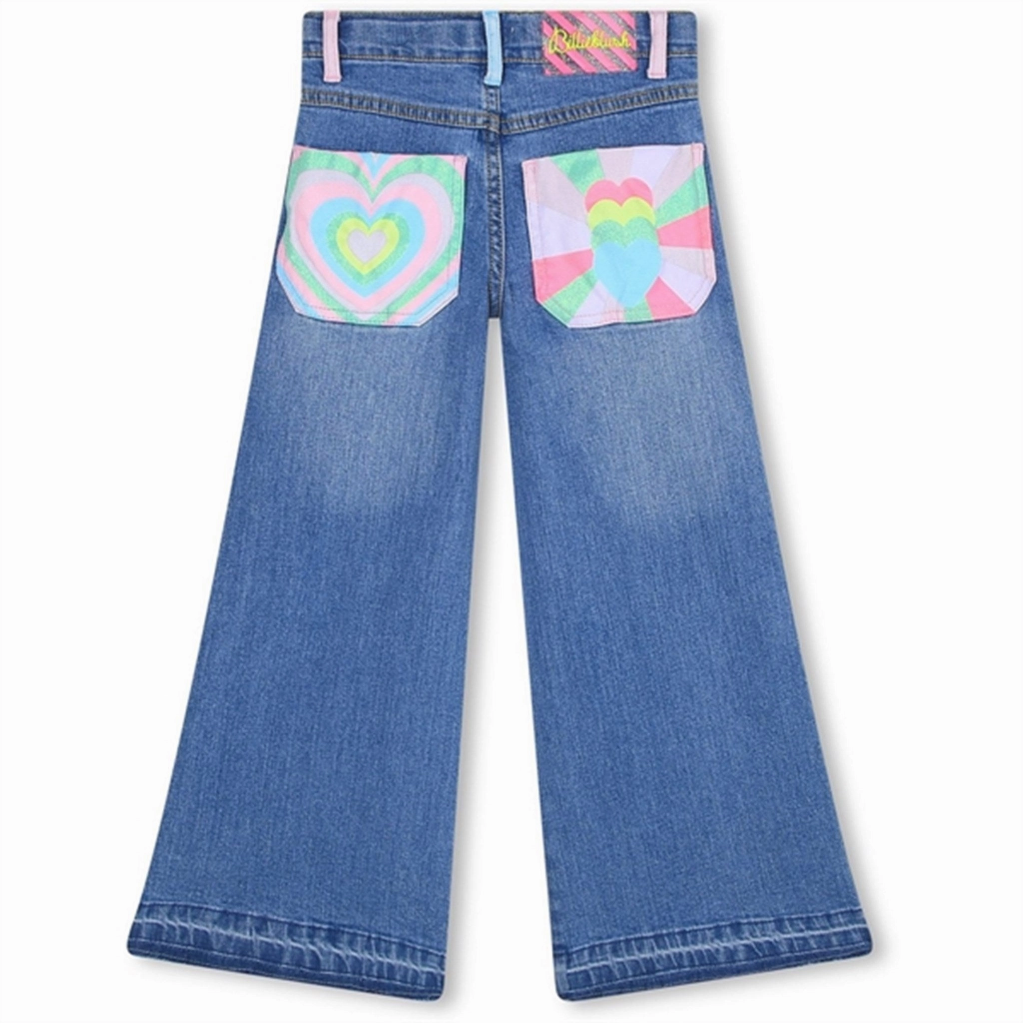Billieblush Double Stone Bleach Denim Pants Contemporary Vibe Street Fashion Parent Style
