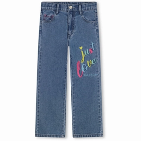 Billieblush Double Stone Brossage Denim Trousers Clean Silhouette