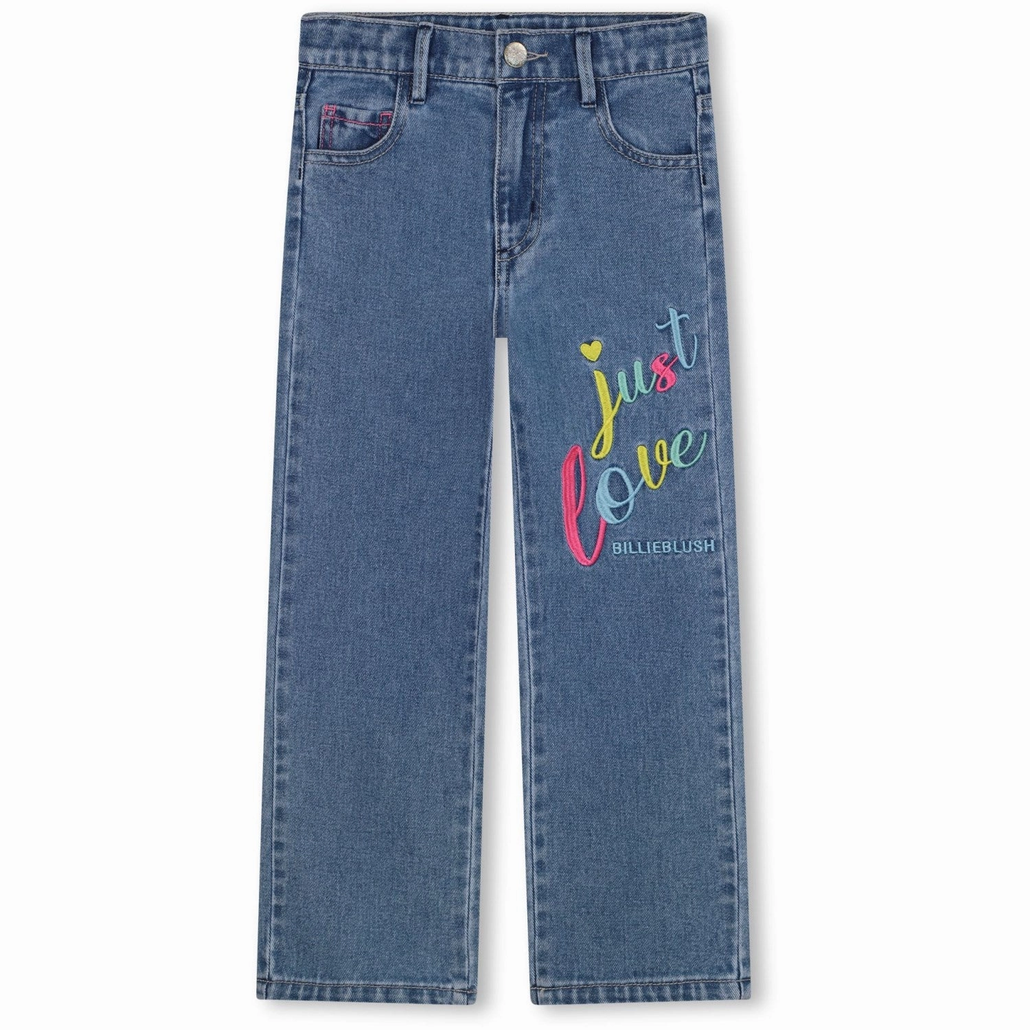 Billieblush Double Stone Brossage Denim Trousers Clean Silhouette