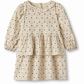 Luxe Fit Tulle-Overlay Fliink Sandshell Aop Winter Ls Dress