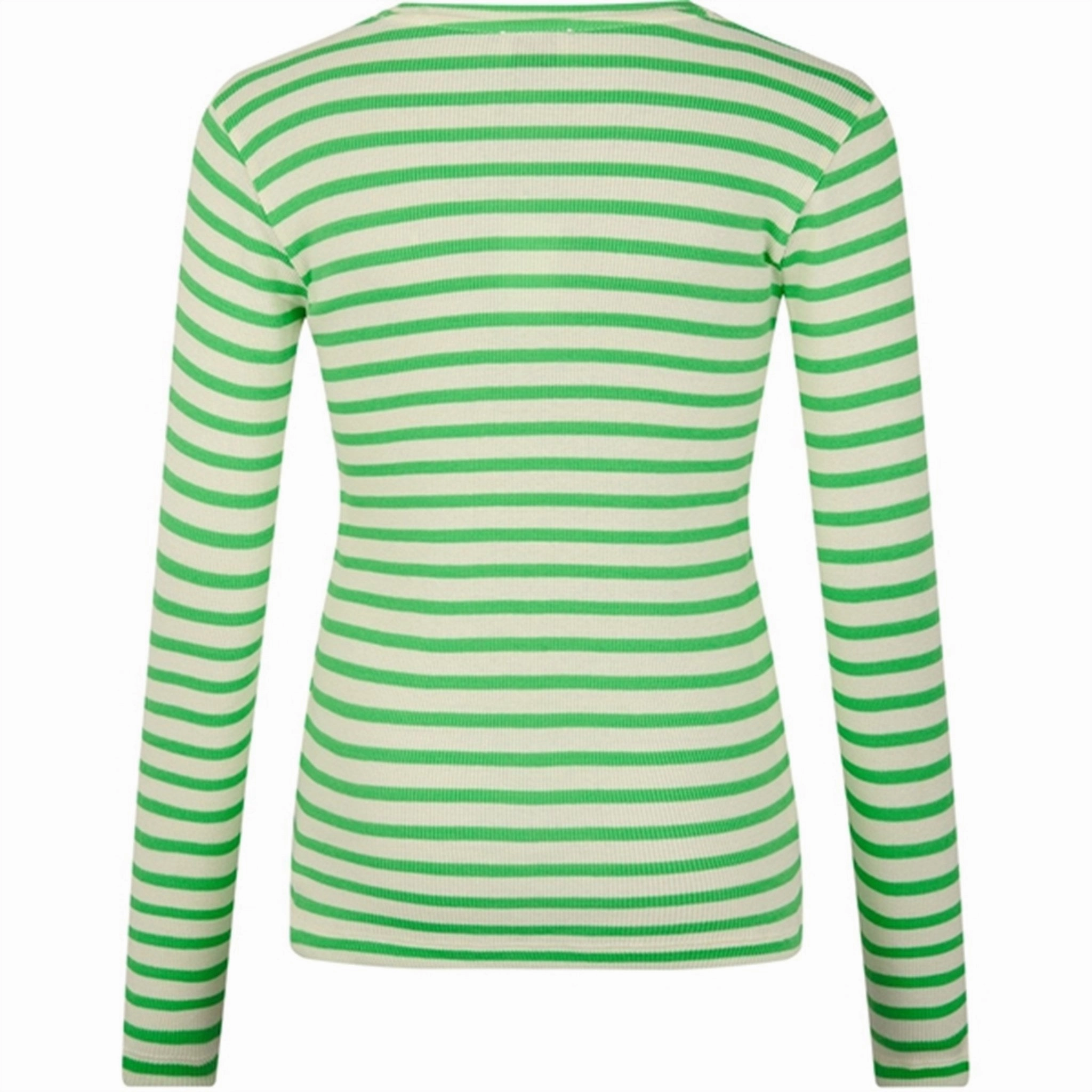 Mads N?rgaard 2x2 Cotton Stripe Talino Blouse Stripe/Poison Green Seasonal Wardrobe