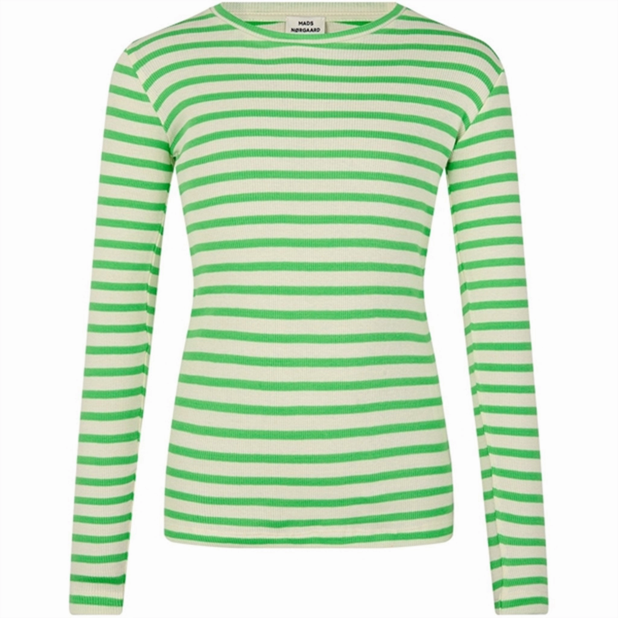 Mads N?rgaard 2x2 Cotton Stripe Talino Blouse Stripe/Poison Green Military Inspired Tear Resistant Reinforcement
