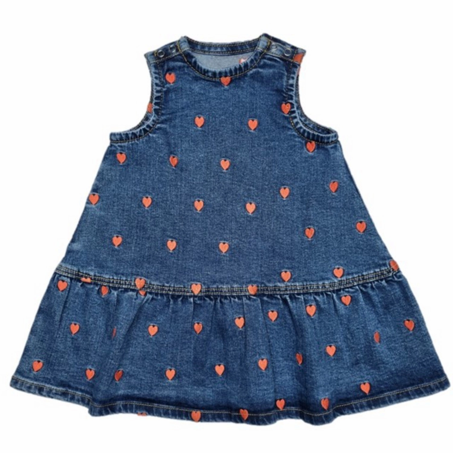 Tonal-Stitching Chic Layering THE NEW Siblings Medium Blue Denim Wash Lovia Denim Dress