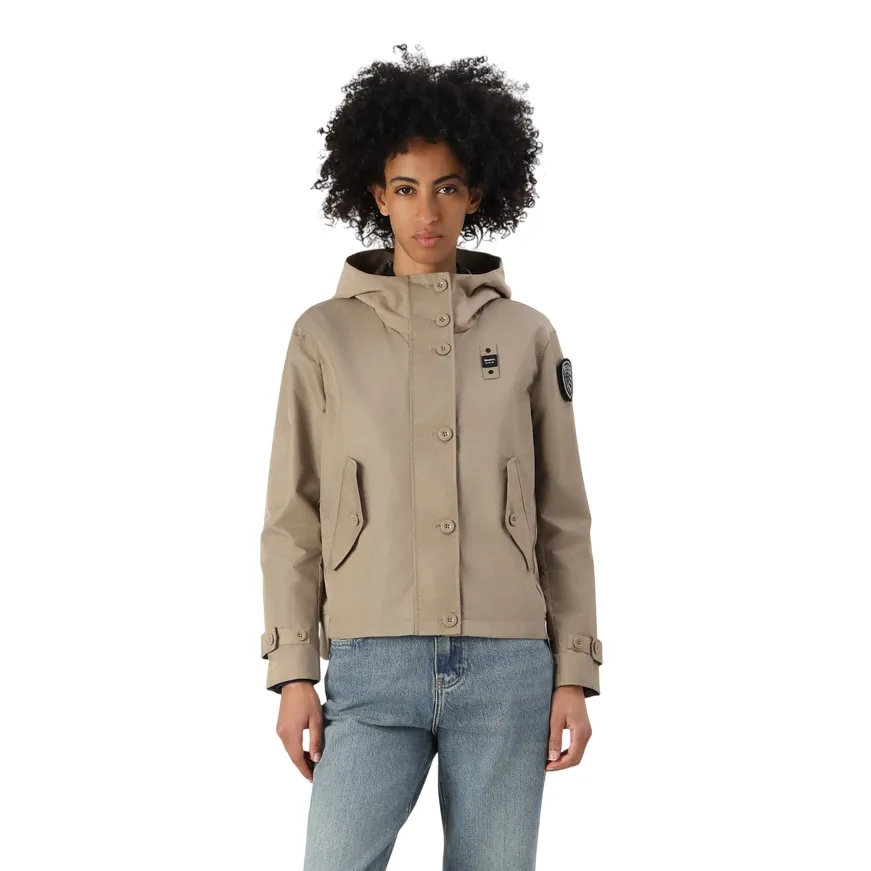 Blauer giacca liscia da donna con cappuccio Marcella 25SBLDC01222-007108 282 beige shopping spree Dirt Repellent Surface