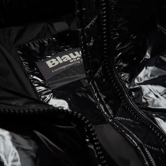 Blauer giubbino con cappuccio da donna a quadri June 24WBLDC02314-006631 999 nero Sporty Fit graduation party