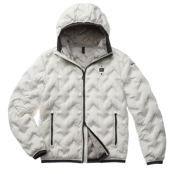 Moisture Wicking Lining Blauer piumino con cappuccio da uomo nastrato ad angoli Pier 24WBLUC03125-006952 129 bianco