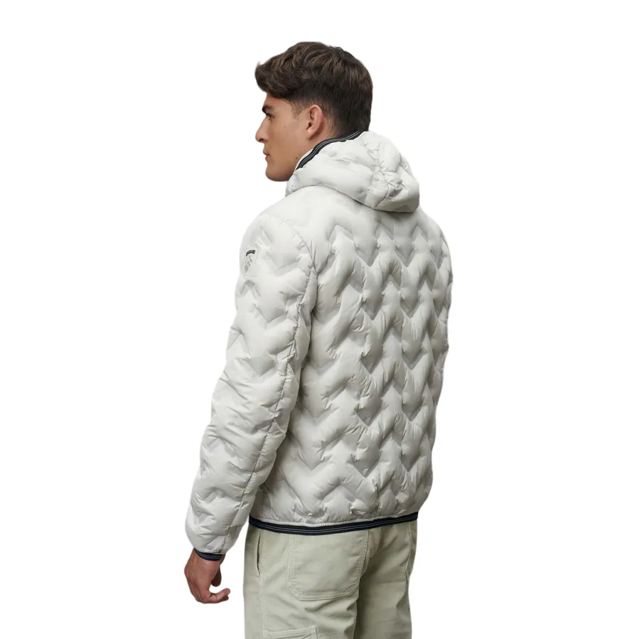 Lightweight Fabric Blauer piumino con cappuccio da uomo nastrato ad angoli Pier 24WBLUC03125-006952 129 bianco