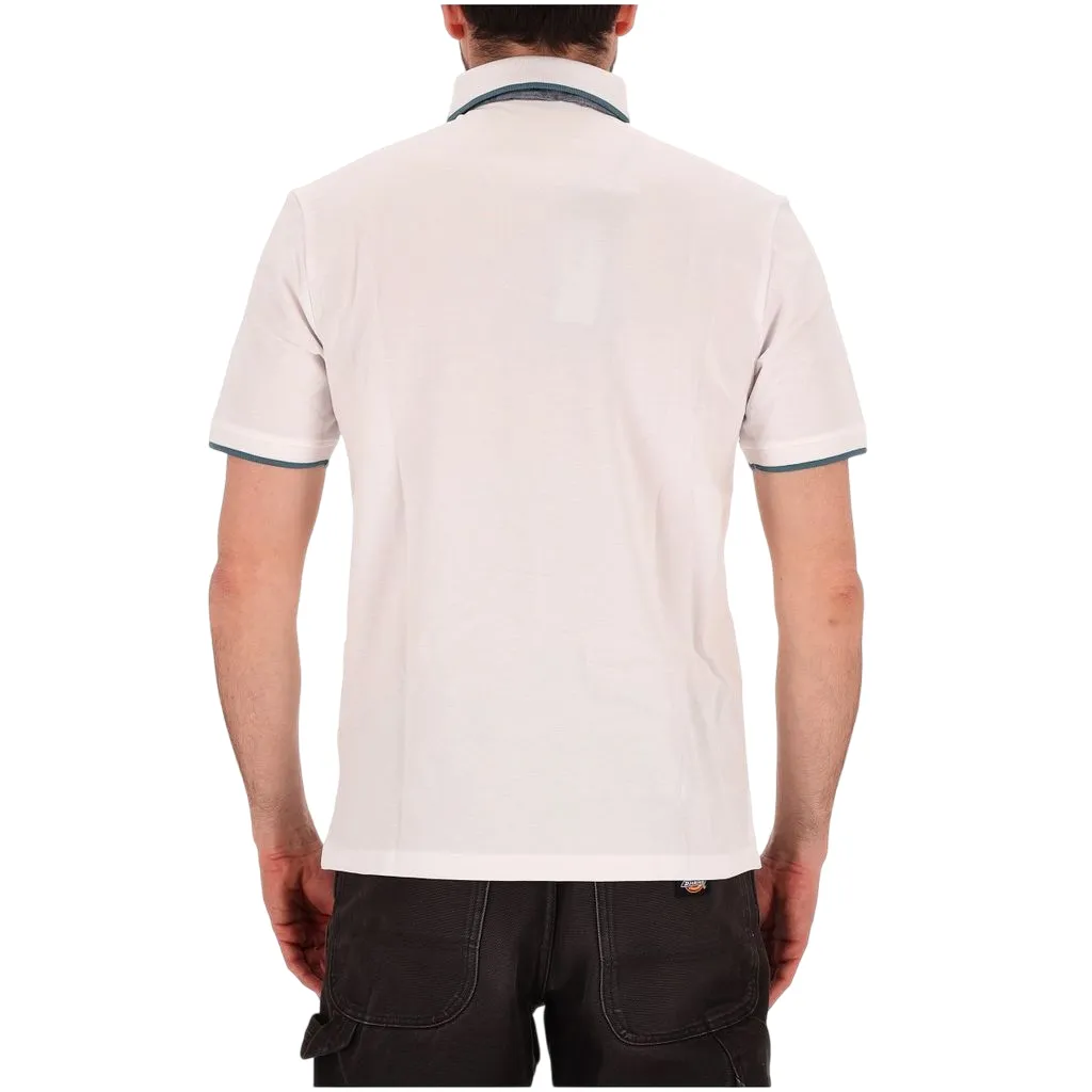 Blauer polo manica corta da uomo con con profilo in contrasto Damon 25SBLUT02310 006817 100 bianco YarnDyed Construction