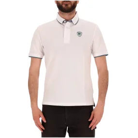 Blauer polo manica corta da uomo con con profilo in contrasto Damon 25SBLUT02310 006817 100 bianco Classic Neckline Quick-Dry Fabric