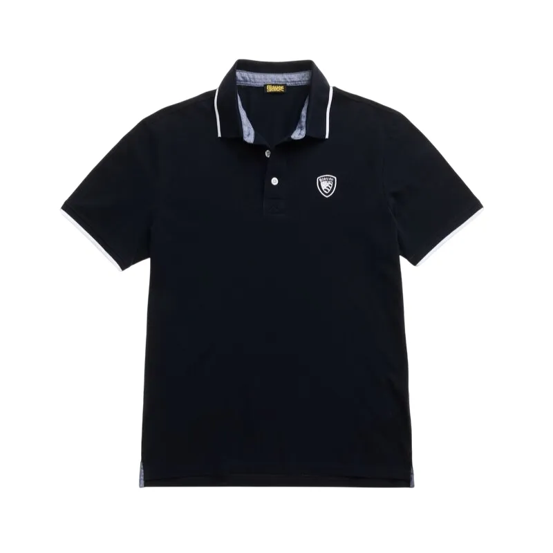 Blauer polo manica corta da uomo con con profilo in contrasto Damon 25SBLUT02310 006817 999 nero Stylish Neckline