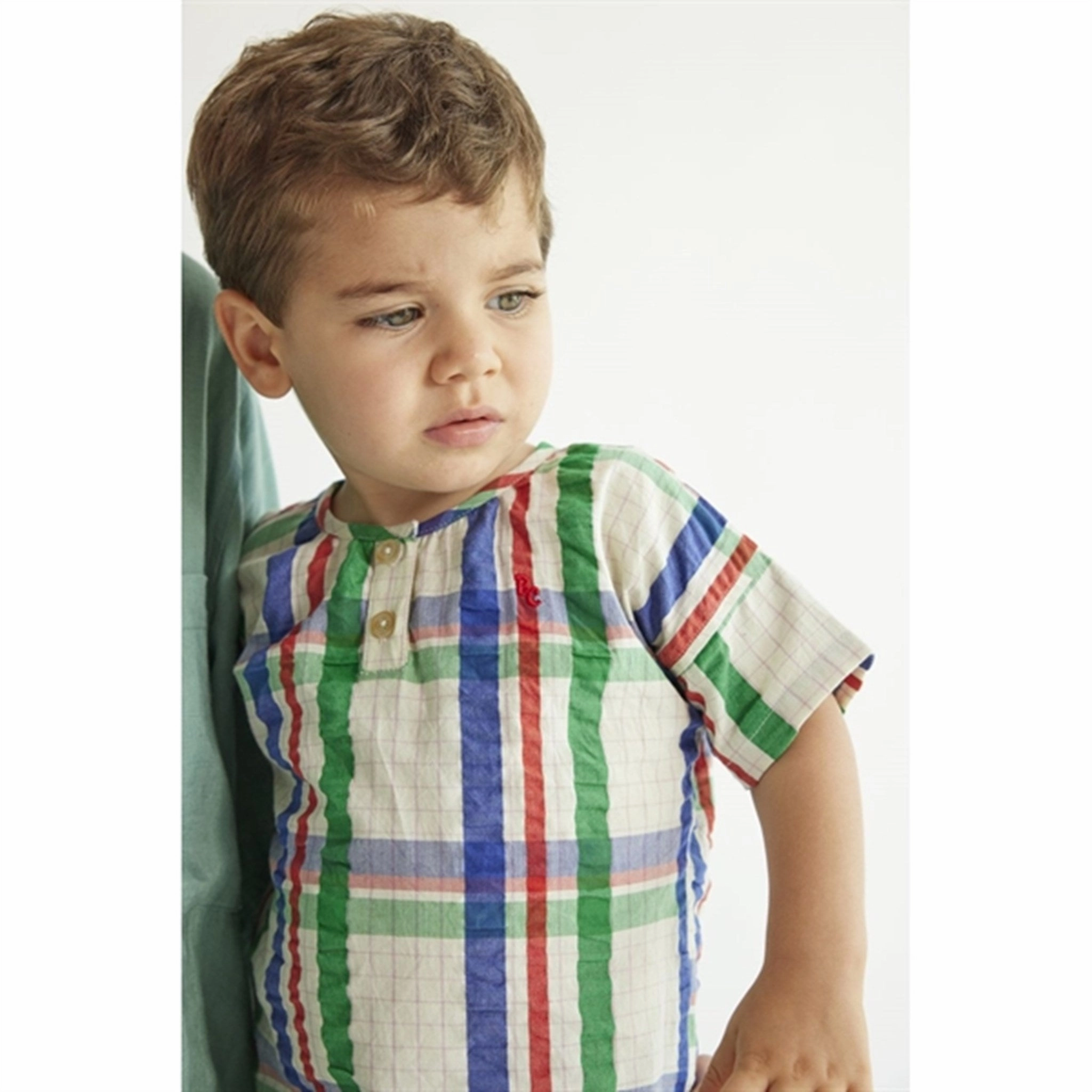 Tall Length Bobo Choses Baby Madras Checks Woven Shirt Short Sleeve Multicolor
