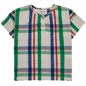 Bobo Choses Baby Madras Checks Woven Shirt Short Sleeve Multicolor Round Collar Classic Look