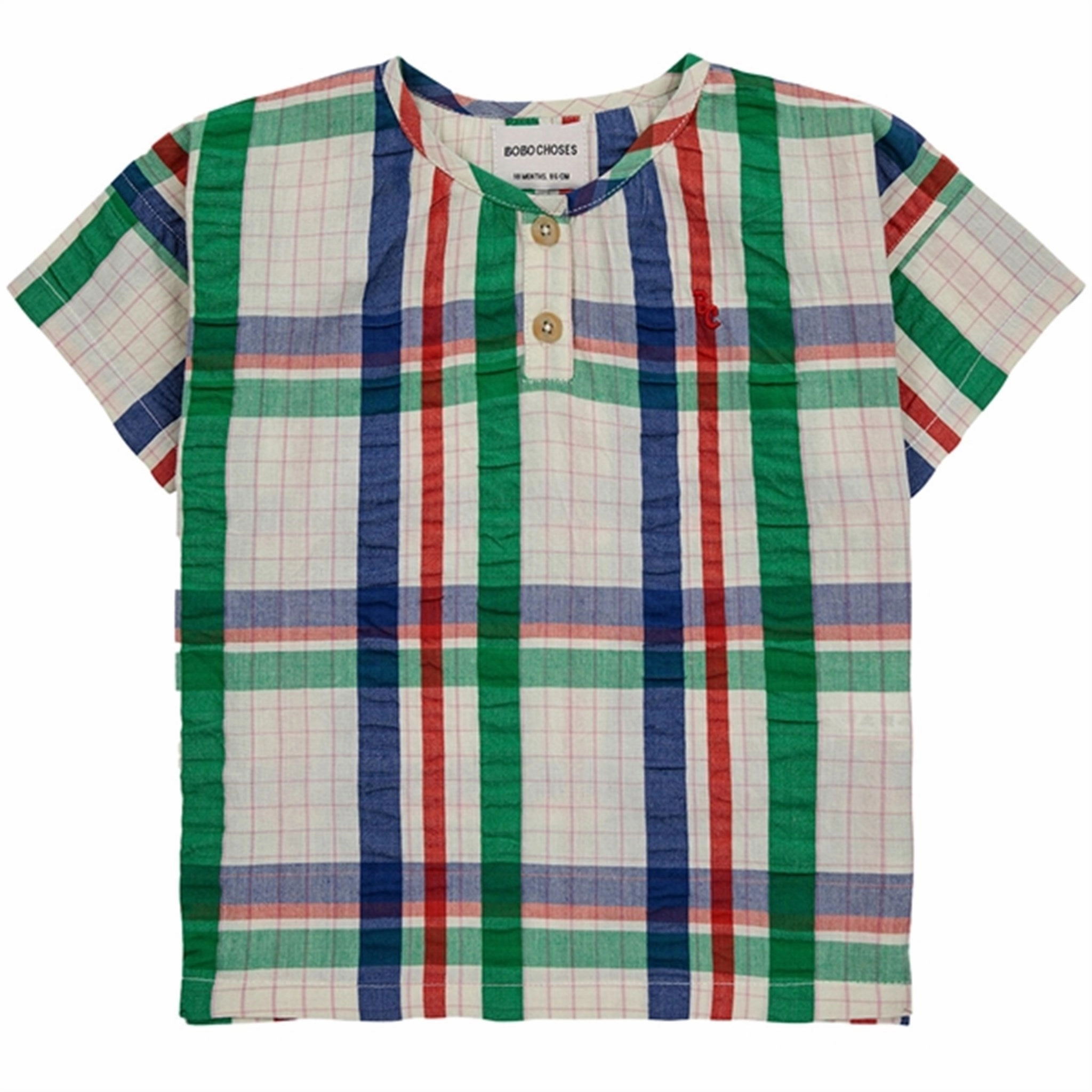 Bobo Choses Baby Madras Checks Woven Shirt Short Sleeve Multicolor Round Collar Classic Look