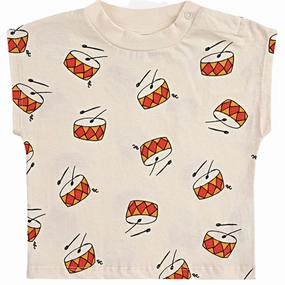 Bobo Choses Baby Play The Drum All Over T-Shirt Offwhite Layered Comfort Everyday Fashion Look