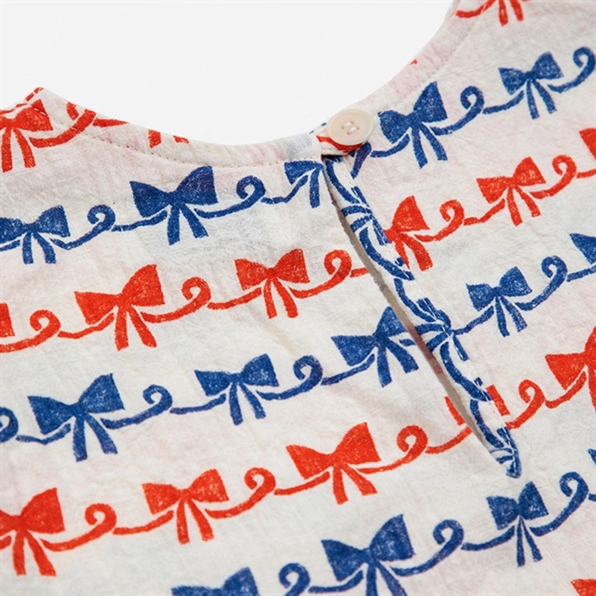 Vibrant Prints Bobo Choses Baby Ribbon Bow All Over Woven T-shirt Offwhite