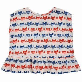 Reversible Design Concept Bobo Choses Baby Ribbon Bow All Over Woven T-shirt Offwhite