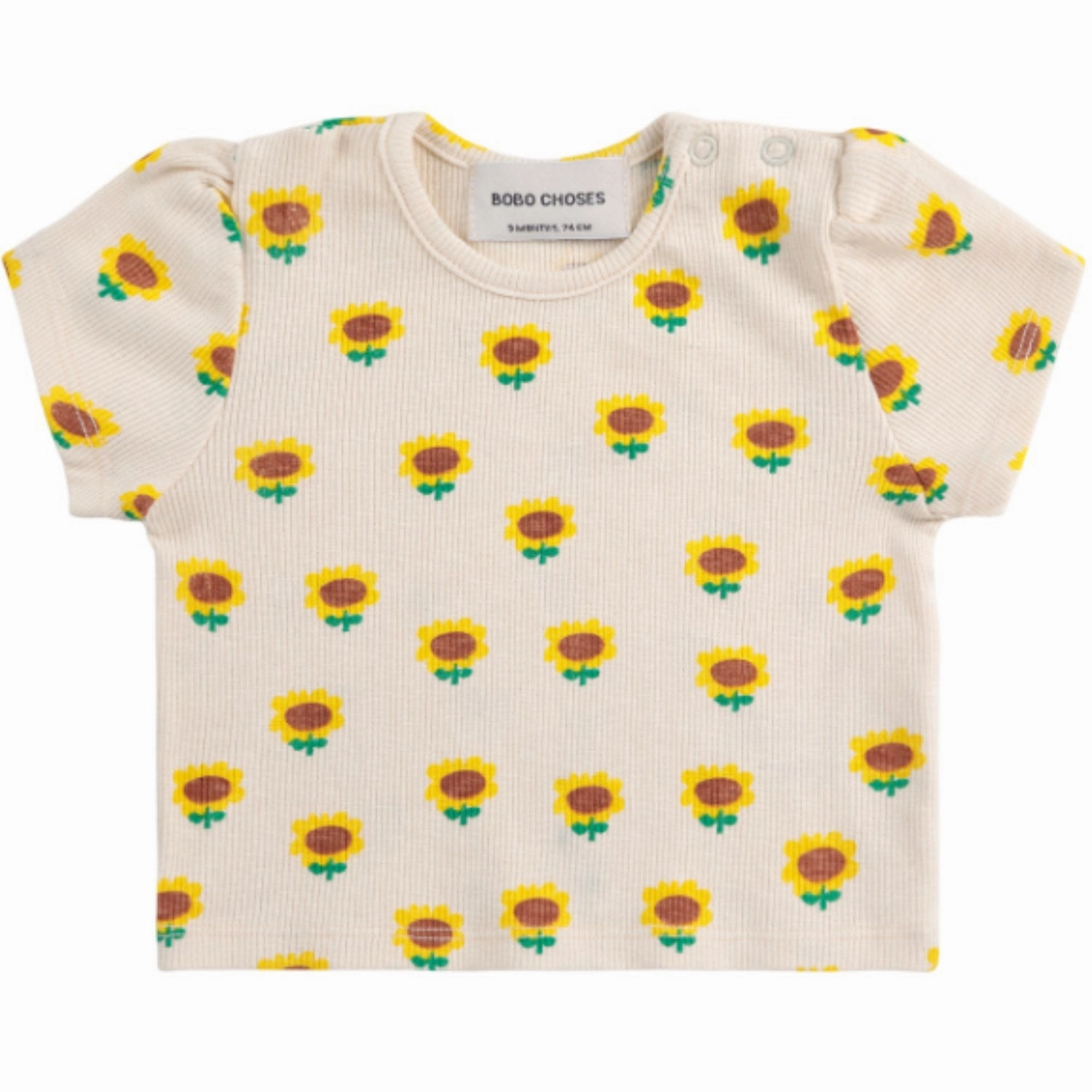 MultipurposeCuffs School spirit Bobo Choses Beige Sunflower All Over Balloon Sleeve T-Shirt