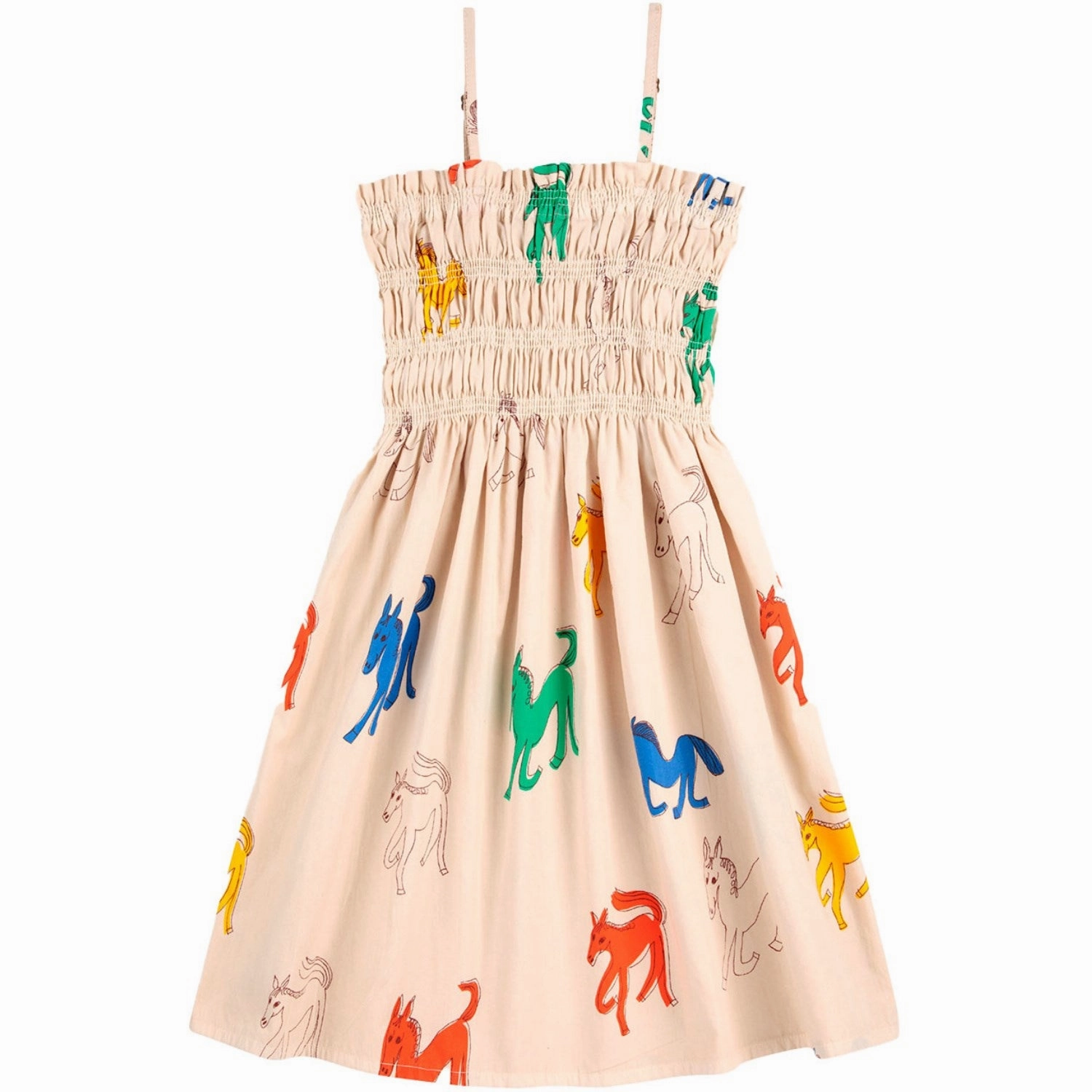 Bobo Choses Beige Wonder Horses All Over Sleevless Strap Dress Relax Form Date Vibe