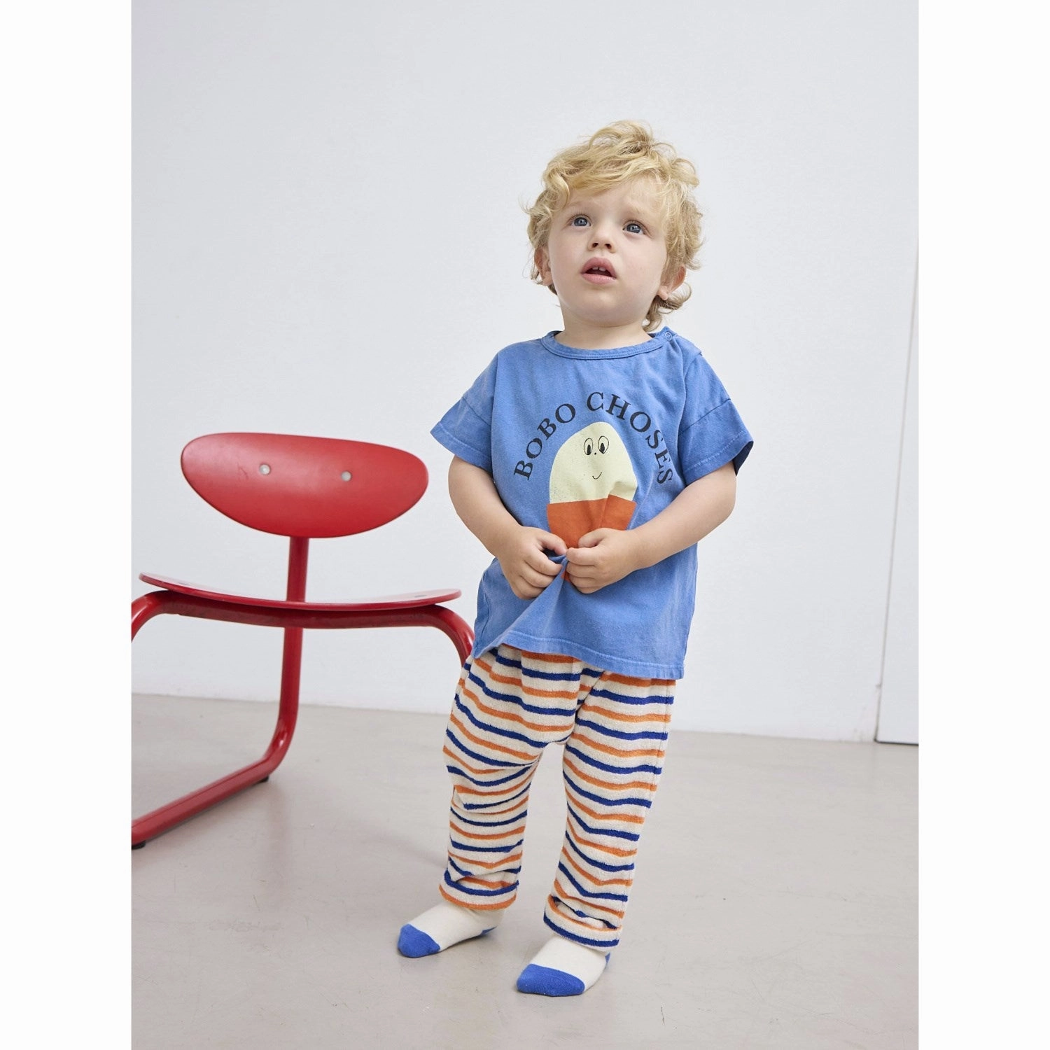 Bobo Choses Blue Morning Egg T-Shirt back to school
